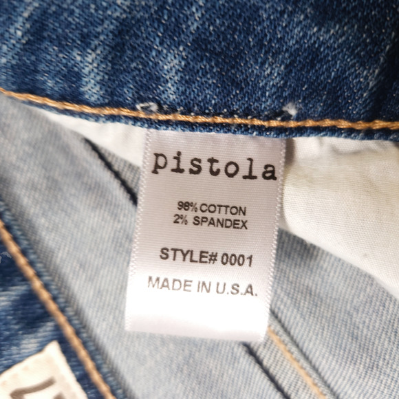 NWOT Pistola Distressed Patch Mid-Rise Slim Ankle Denim Jeans Sz 27x27.50 Blue - Picture 6 of 10
